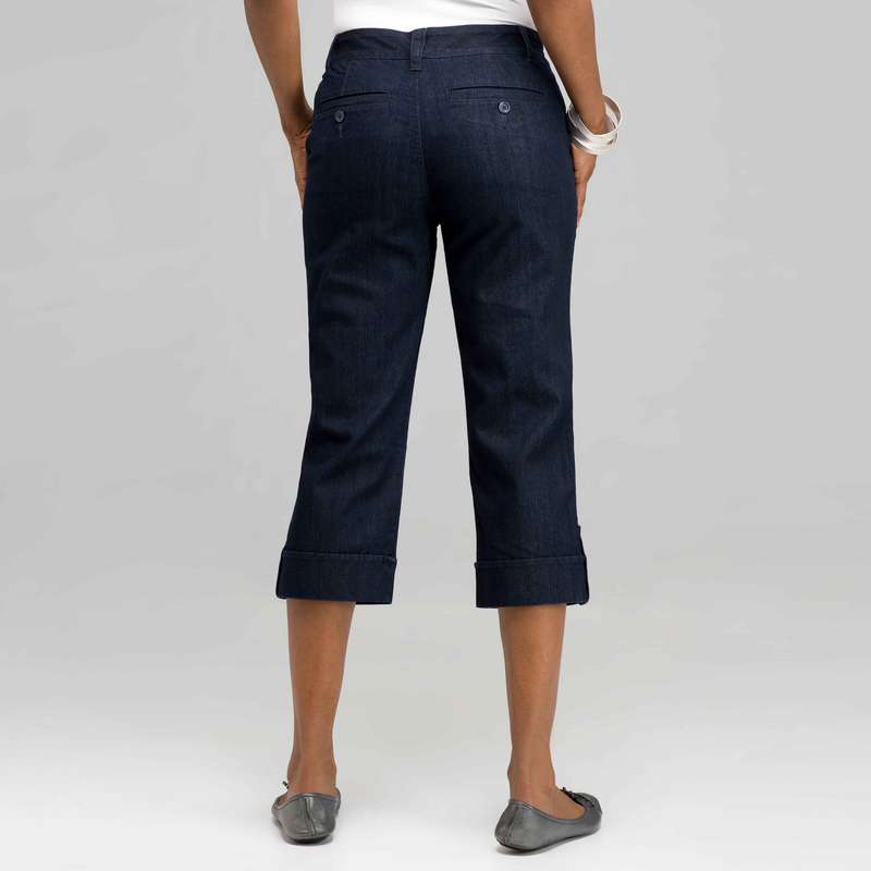 5 Pocket Cuffed Capri, Rinse Wash New, large image number 1